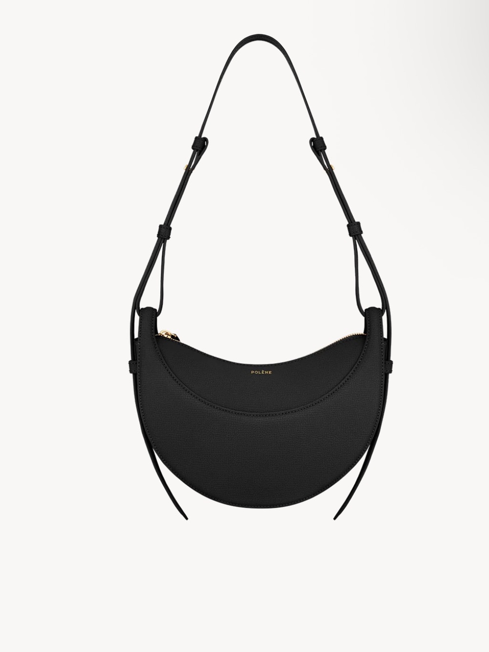 Polène Black Crescent Leather Shoulder Bag - Picture 3 of 11